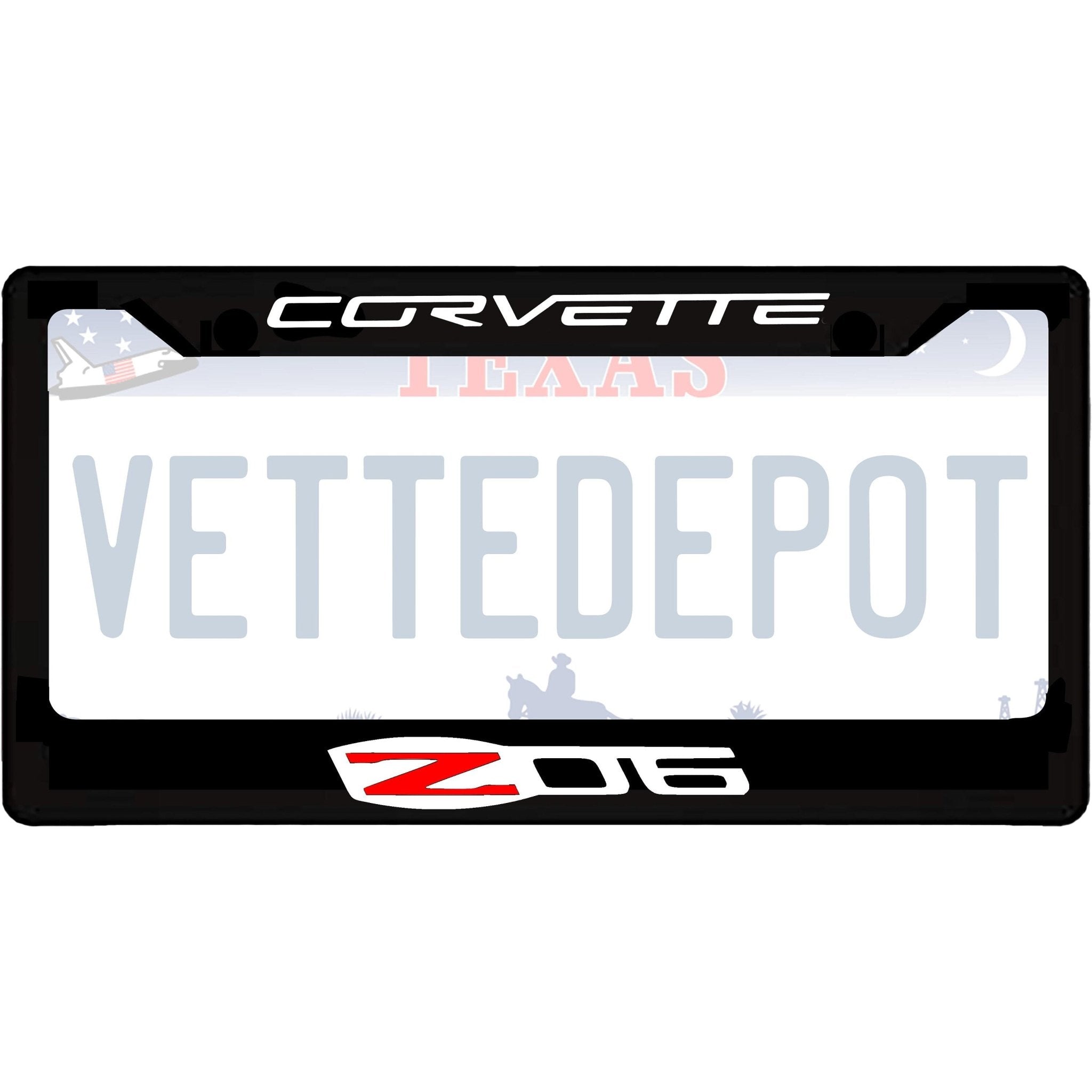 Corvette C6 Aluminum License Plate Frame Z06, ZR1, Grand Sport, Corvette Racing, Z06X - Vette1 - C6 License Plate Frames