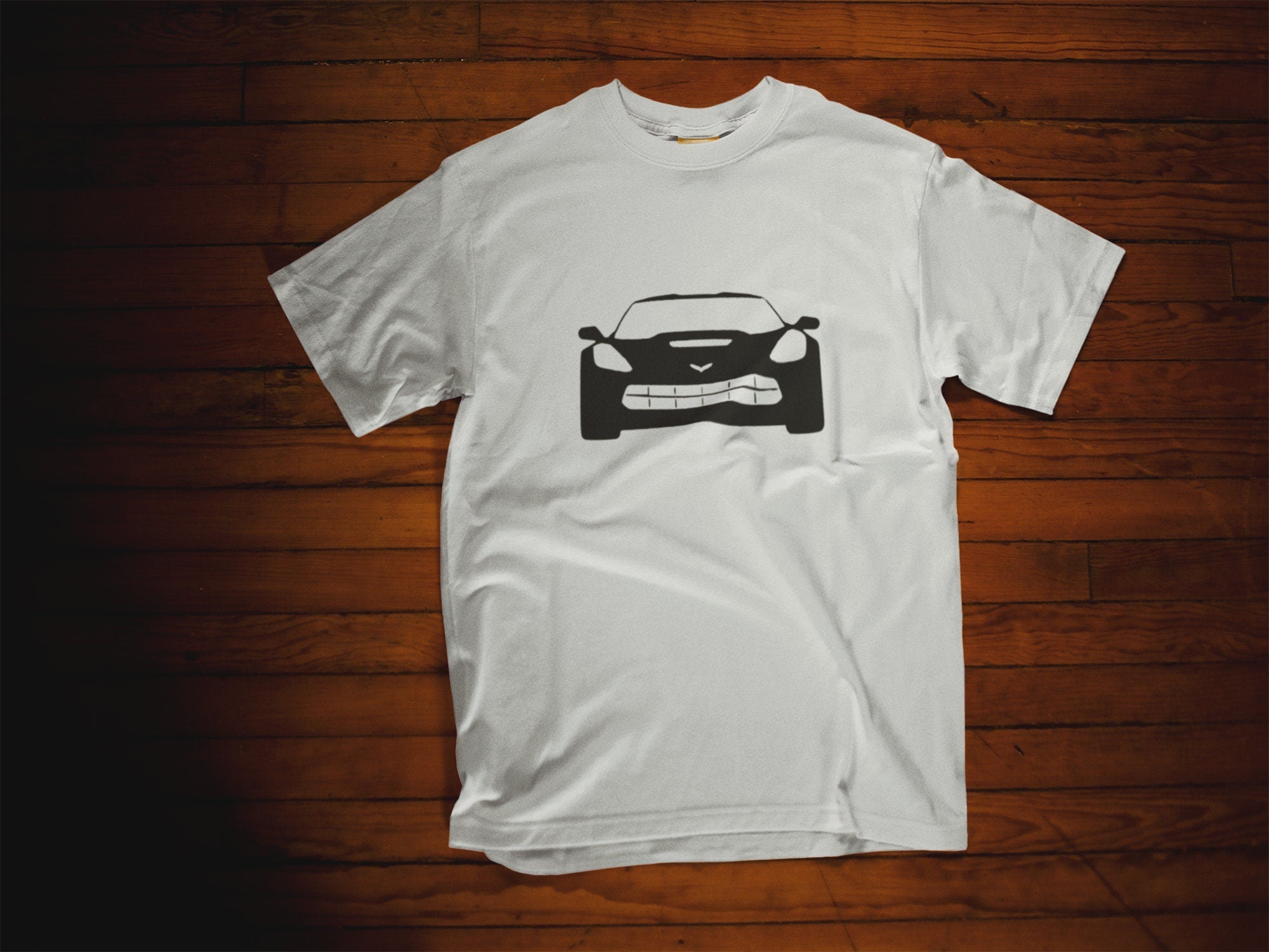 Corvette C6 Front Silhouette Heavy Cotton Tee - Vette1 - C6 Men's T-Shirts