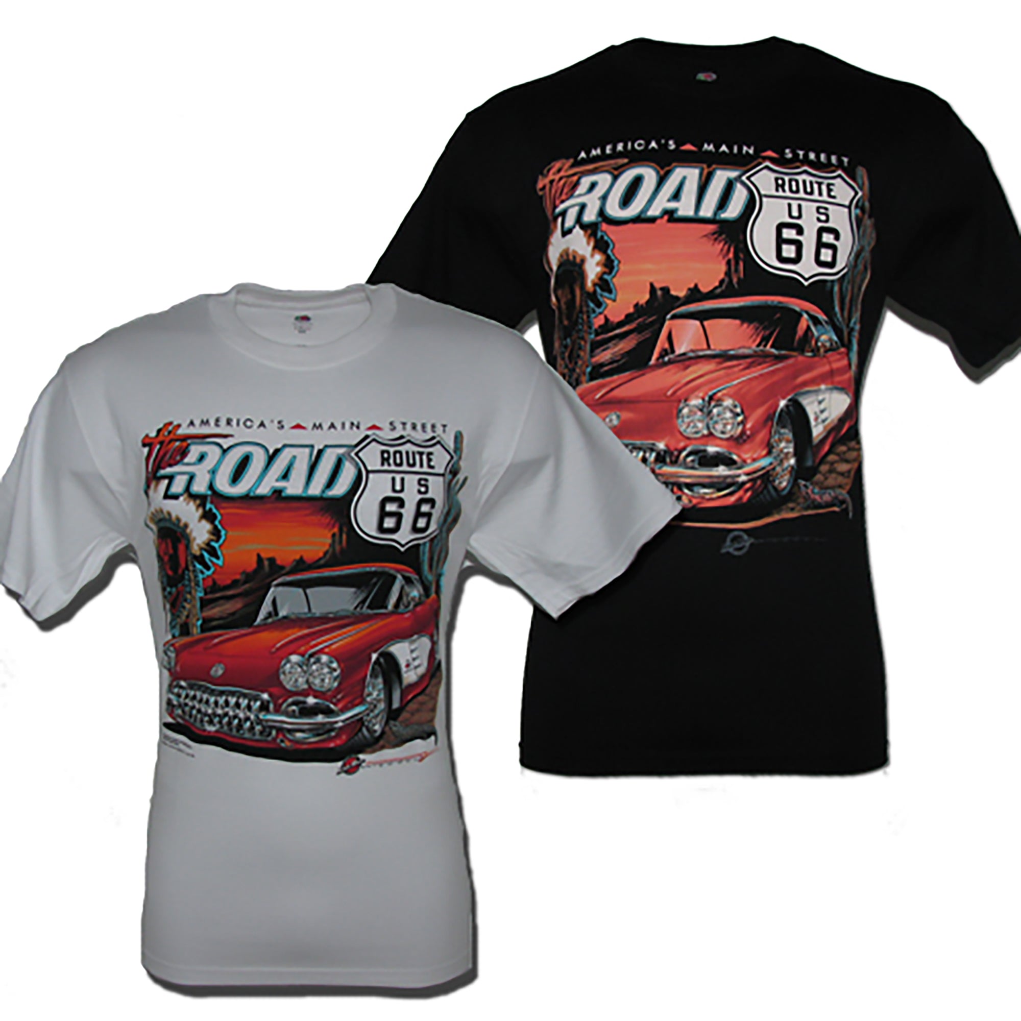 Route 66 T-Shirt - Vette1 - C1 Men's T-Shirts