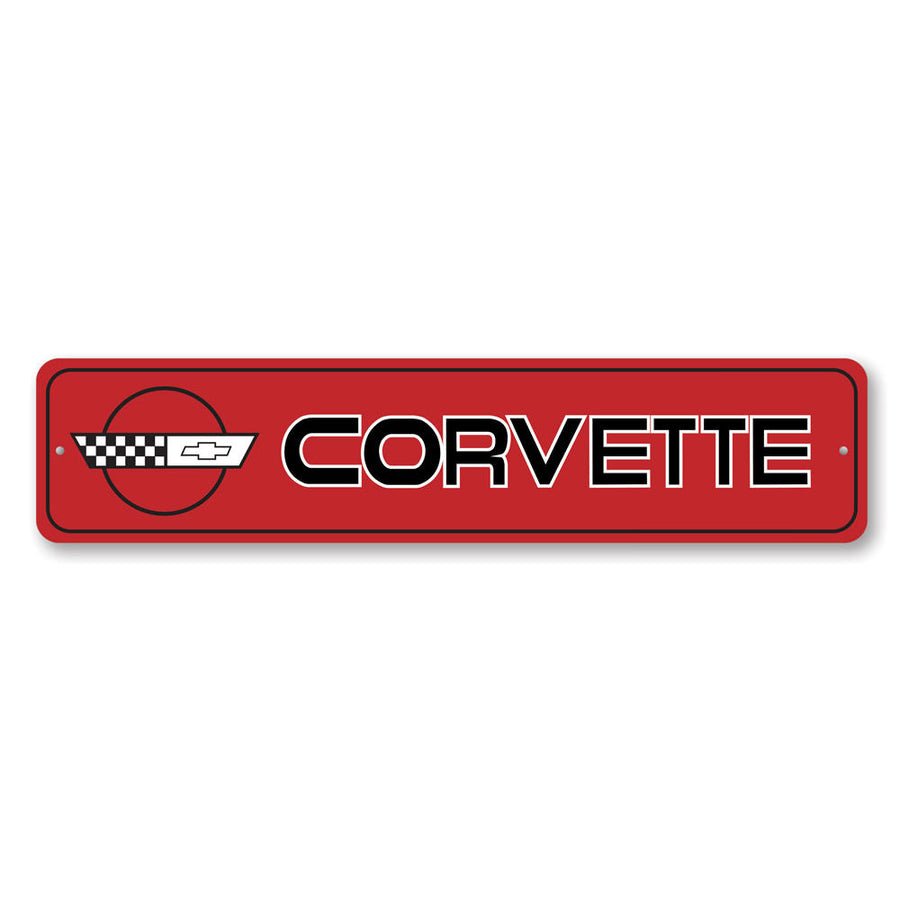 C4 Corvette Red Logo Sign - Vette1 - C4 Metal Signs