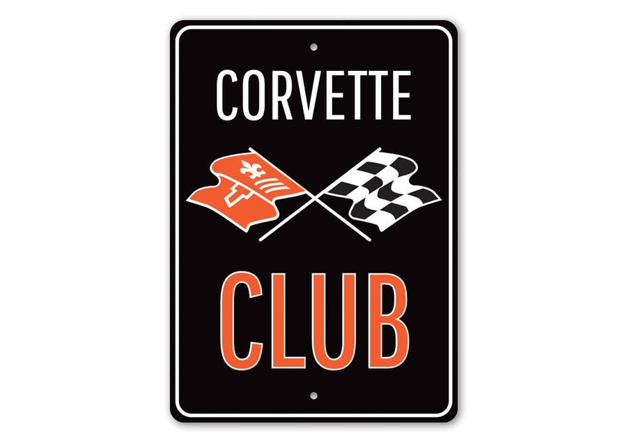 Corvette Club Crossed Flag Signs - Vette1 - Misc Metal Signs