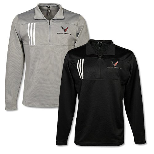 Corvette C8 Adidas 3 Stripe 1/4 Zip Pullover - Vette1 - C8 Men's Outerwear