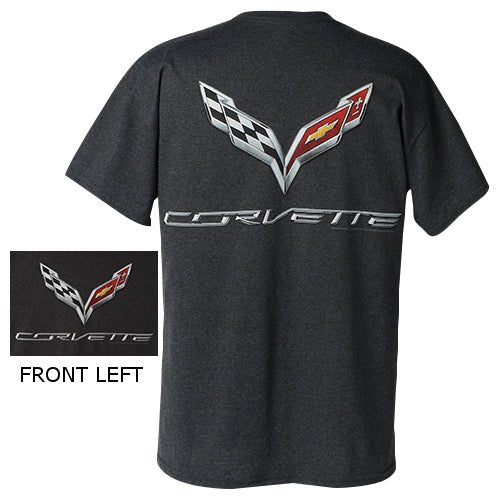 Corvette C7 Men's Logo Flag T-Shirt - Vette1 - C7 Men's T-Shirts