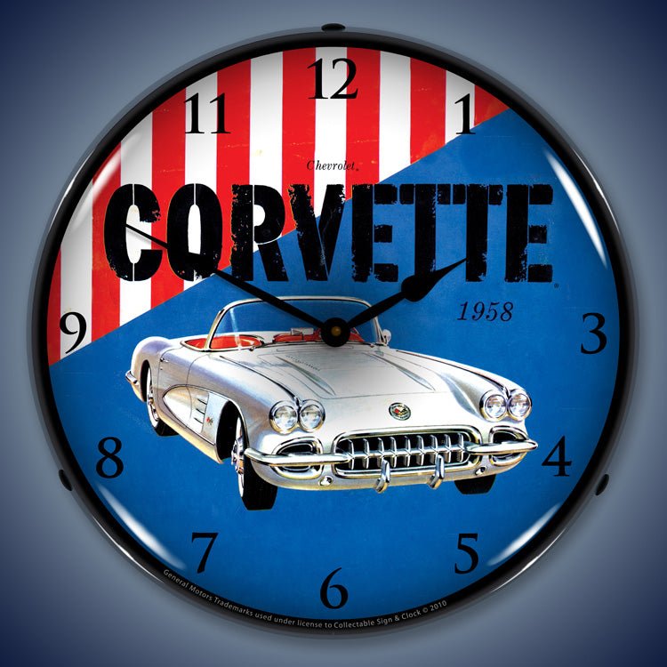 1958 C1 Corvette 14” Backlit LED Clock - Vette1 - C1 Clocks
