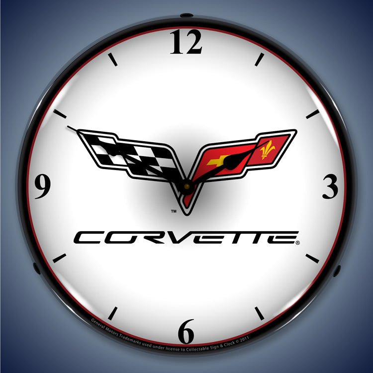 C6 Corvette 14” Backlit LED Clock - Vette1 - C6 Clocks