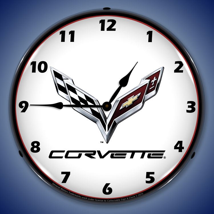 C7 Corvette 14” Backlit LED Clock - Vette1 - C7 Clocks