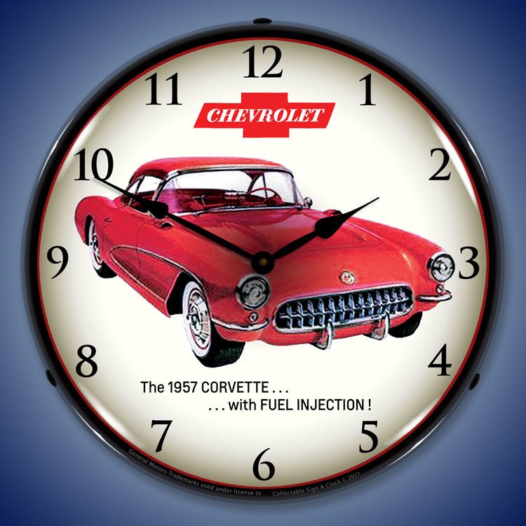 1957 C1 Corvette Fuel Injection 14” Backlit LED Clock - Vette1 - C1 Clocks