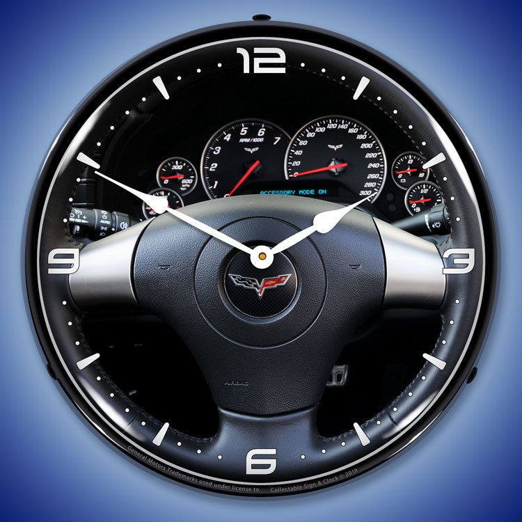 C6 Corvette Dash 14” Backlit LED Clock - Vette1 - C6 Clocks