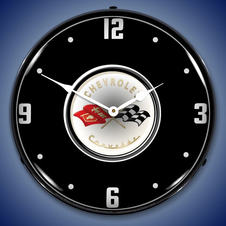 C1 Corvette 14” Backlit LED Clock - Vette1 - C1 Clocks