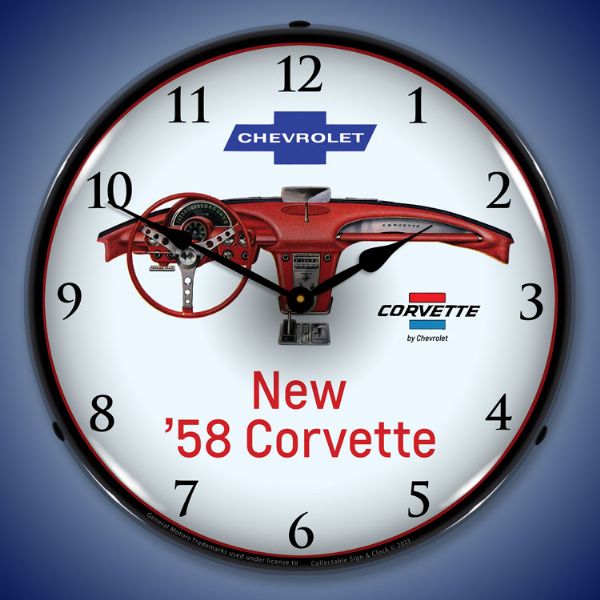 1958 C1 Corvette Dash 14” Backlit LED Clock - Vette1 - C1 Clocks