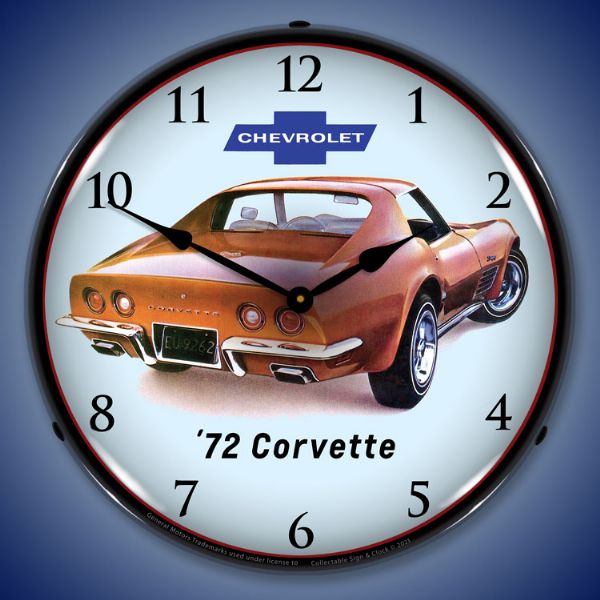 1972 C3 Corvette 14” Backlit LED Clock - Vette1 - C3 Clocks