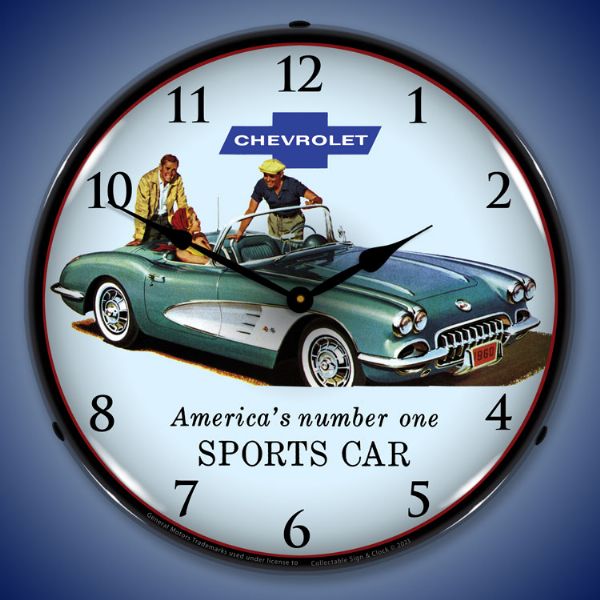 1960 C1 Corvette 14” Backlit LED Clock - Vette1 - C1 Clocks