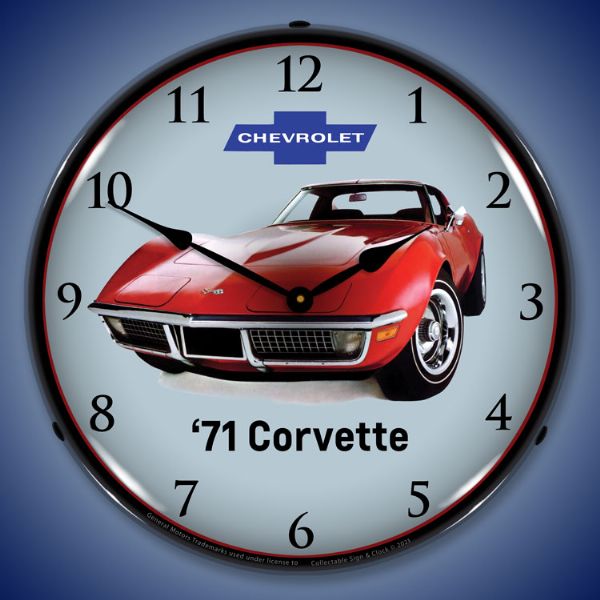 1971 C3 Corvette 14” Backlit LED Clock - Vette1 - C3 Clocks
