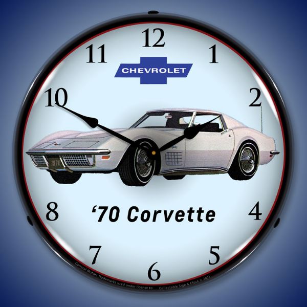 1970 C3 Corvette Stingray 14” Backlit LED Clock - Vette1 - C3 Clocks