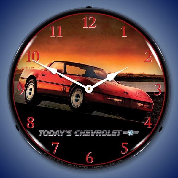 1985 C4 Corvette Stingray 14” Backlit LED Clock - Vette1 - C4 Clocks