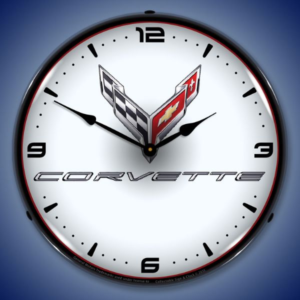C8 Corvette 14” Backlit LED Clock - Vette1 - C8 Clocks