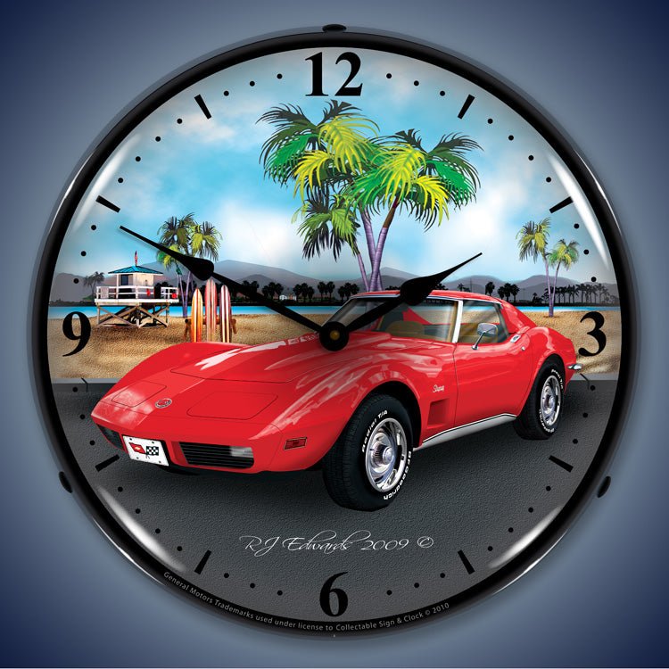 1973 C3 Corvette 14” Backlit LED Clock - Vette1 - C3 Clocks