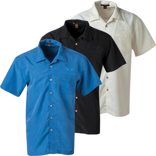 Corvette C7 Stingray Men's Tonal Harriton Men's Barbados Textured Camp Shirt - Vette1 - C7 Hats & Caps