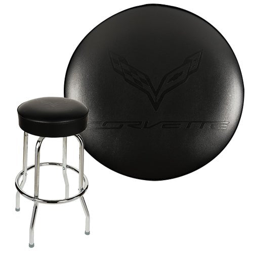 Corvette C7 Executive Leatherette Debossed Logo 30" Stool - Vette1 - C7 Stools & Pub Tables