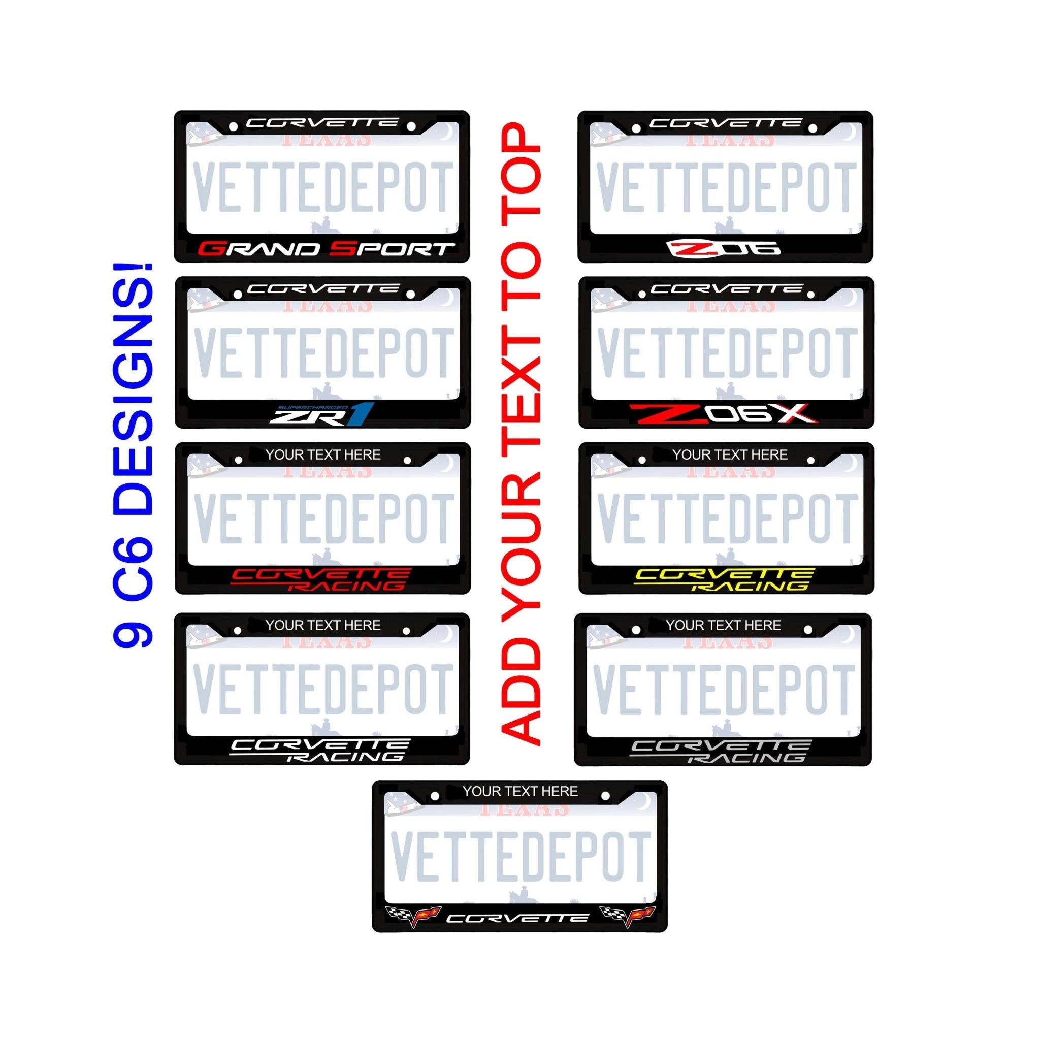 Corvette C6 Aluminum License Plate Frame Z06, ZR1, Grand Sport, Corvette Racing, Z06X - Vette1 - C6 License Plate Frames