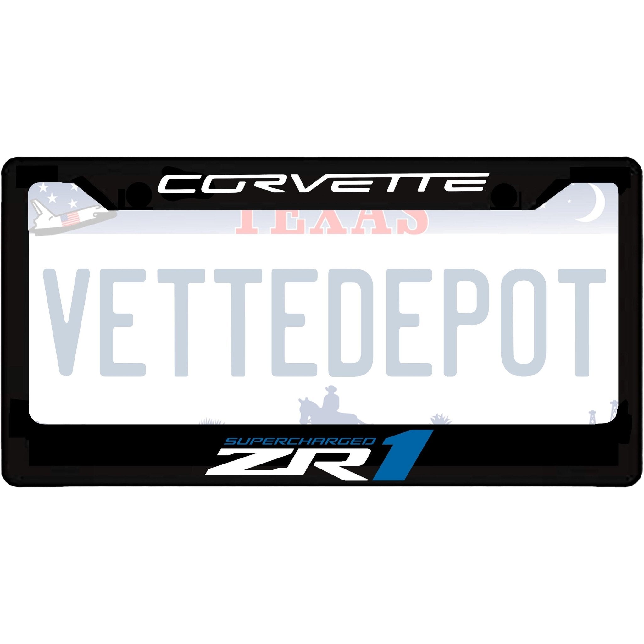 Corvette C6 Aluminum License Plate Frame Z06, ZR1, Grand Sport, Corvette Racing, Z06X - Vette1 - C6 License Plate Frames
