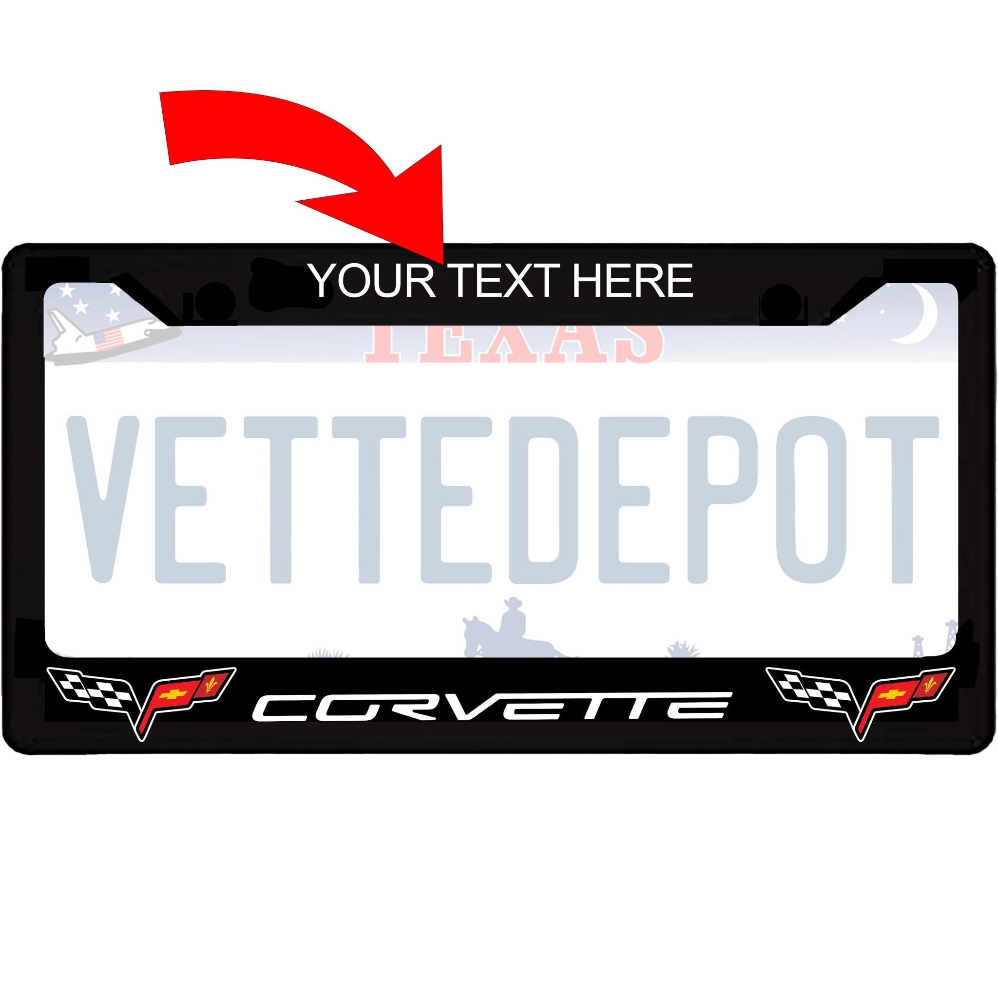 Corvette C6 Aluminum License Plate Frame Z06, ZR1, Grand Sport, Corvette Racing, Z06X - Vette1 - C6 License Plate Frames