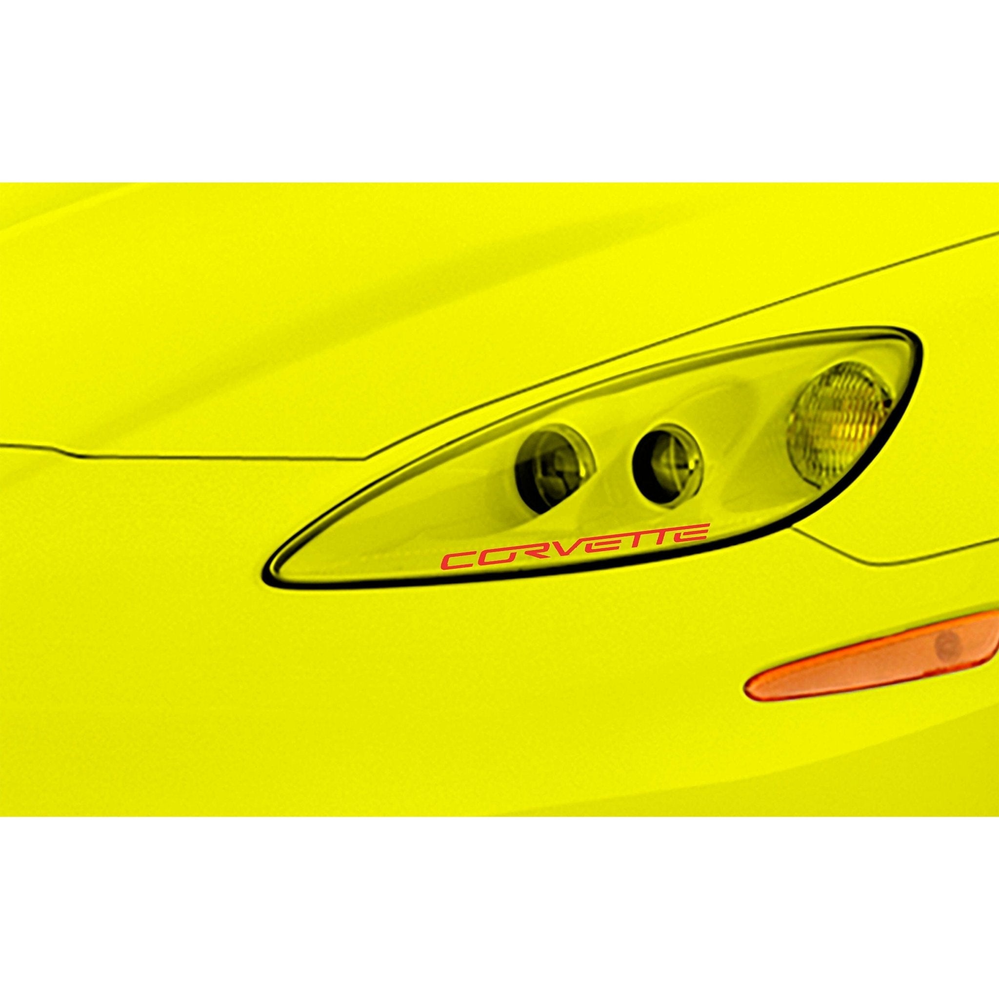 Corvette C6 Z06 Headlight Vinyl Decal Script Pair Five Colors Car Exterior Sticker - Vette1 - Body Decals