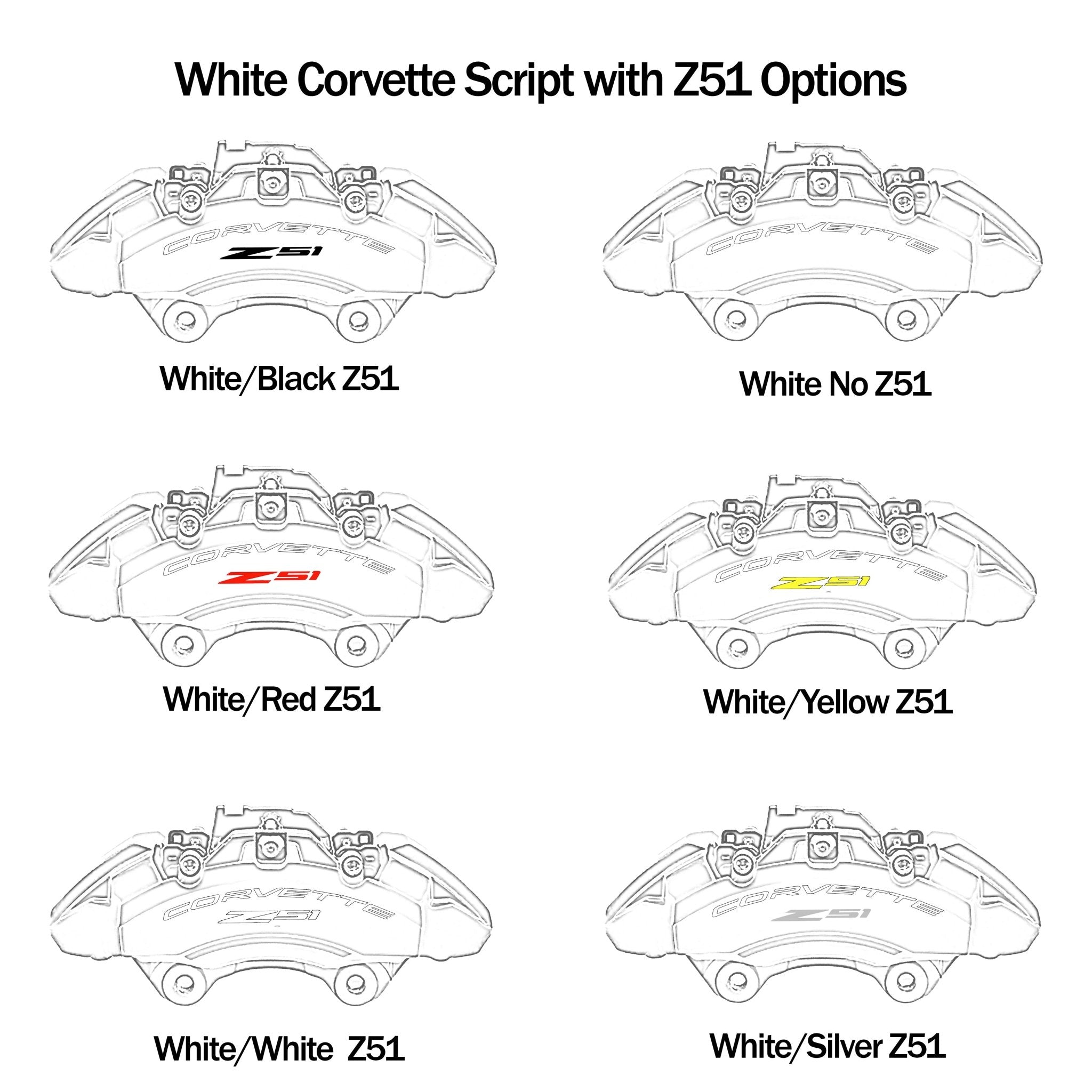 Corvette C7 Brake Caliper Decals - High Temperature - Vette1 - Caliper Decals