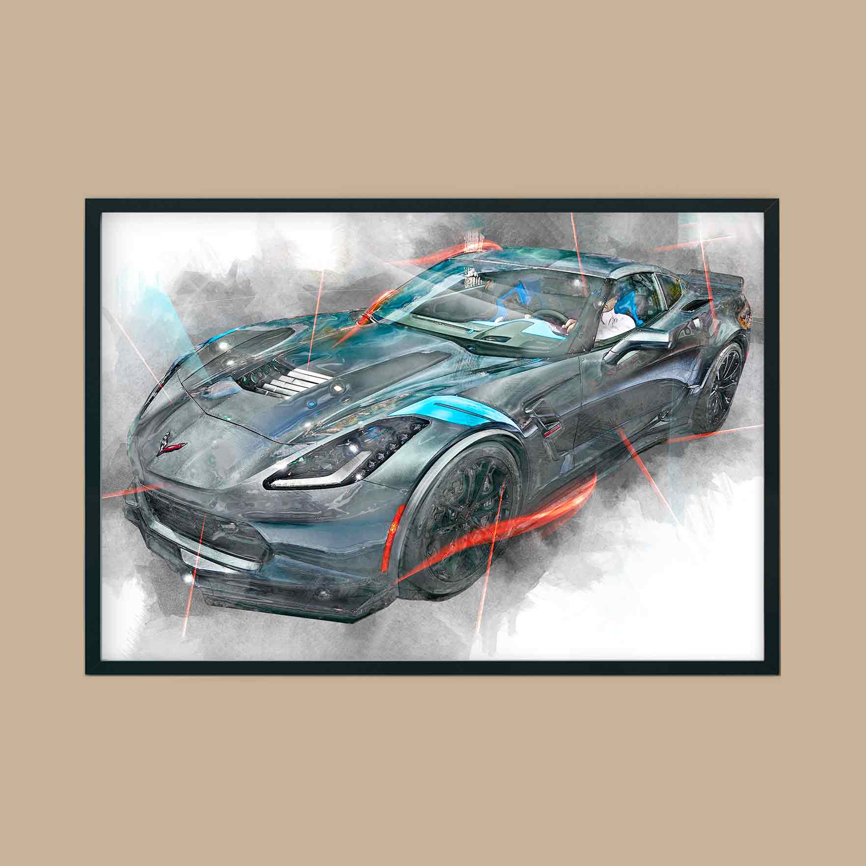 Corvette C7 Grand Sport 13"x19" Digital Art Print - Vette1 - Wall Art