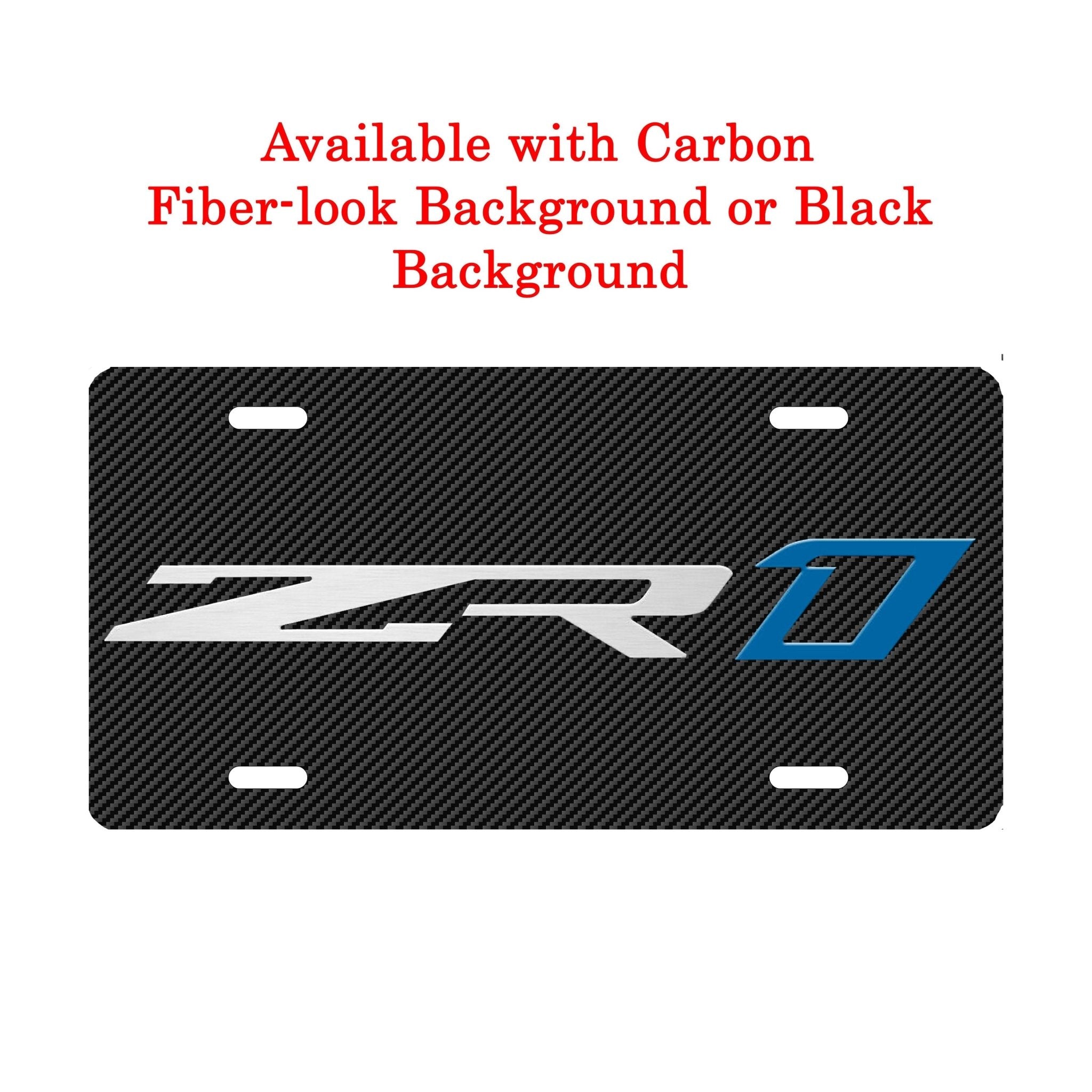 Corvette C7 ZR1 License Plate Carbon Fiber Look or Black Background - Vette1 - C7 License Plates