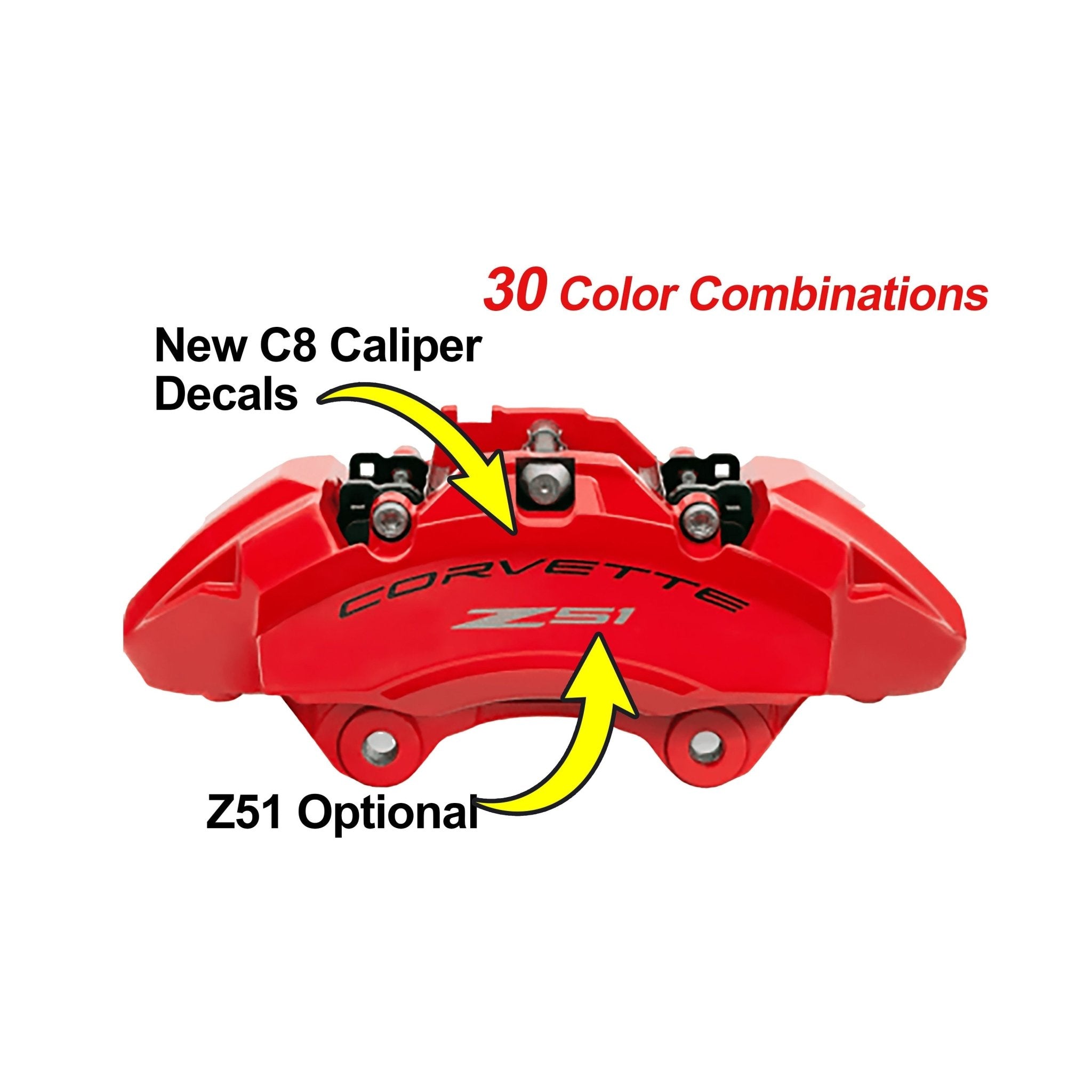 Corvette C8 Brake Caliper Decals - High Temperature - Vette1 - Caliper Decals