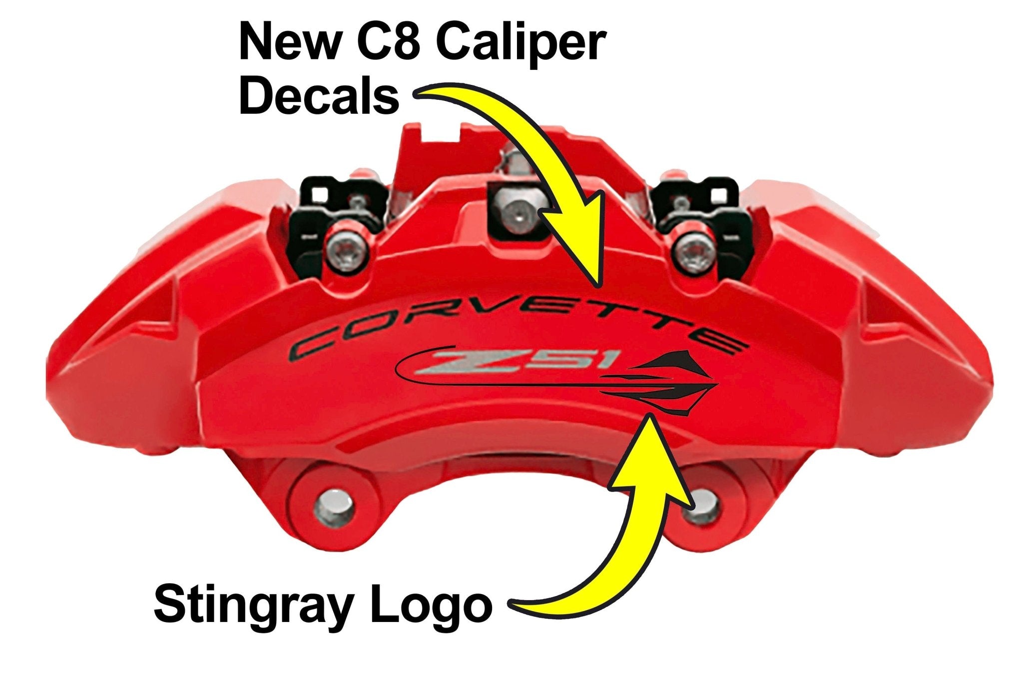 Corvette C8 Brake Caliper Decals - Z51 with Stingray Logo - Vette1 - Caliper Decals