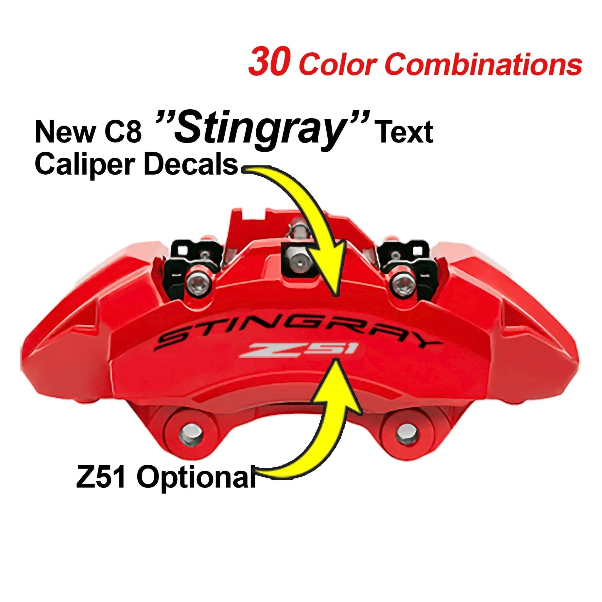 Corvette C8 "Stingray" Brake Caliper Decals - with or without Z51 Option - Vette1 - Caliper Decals