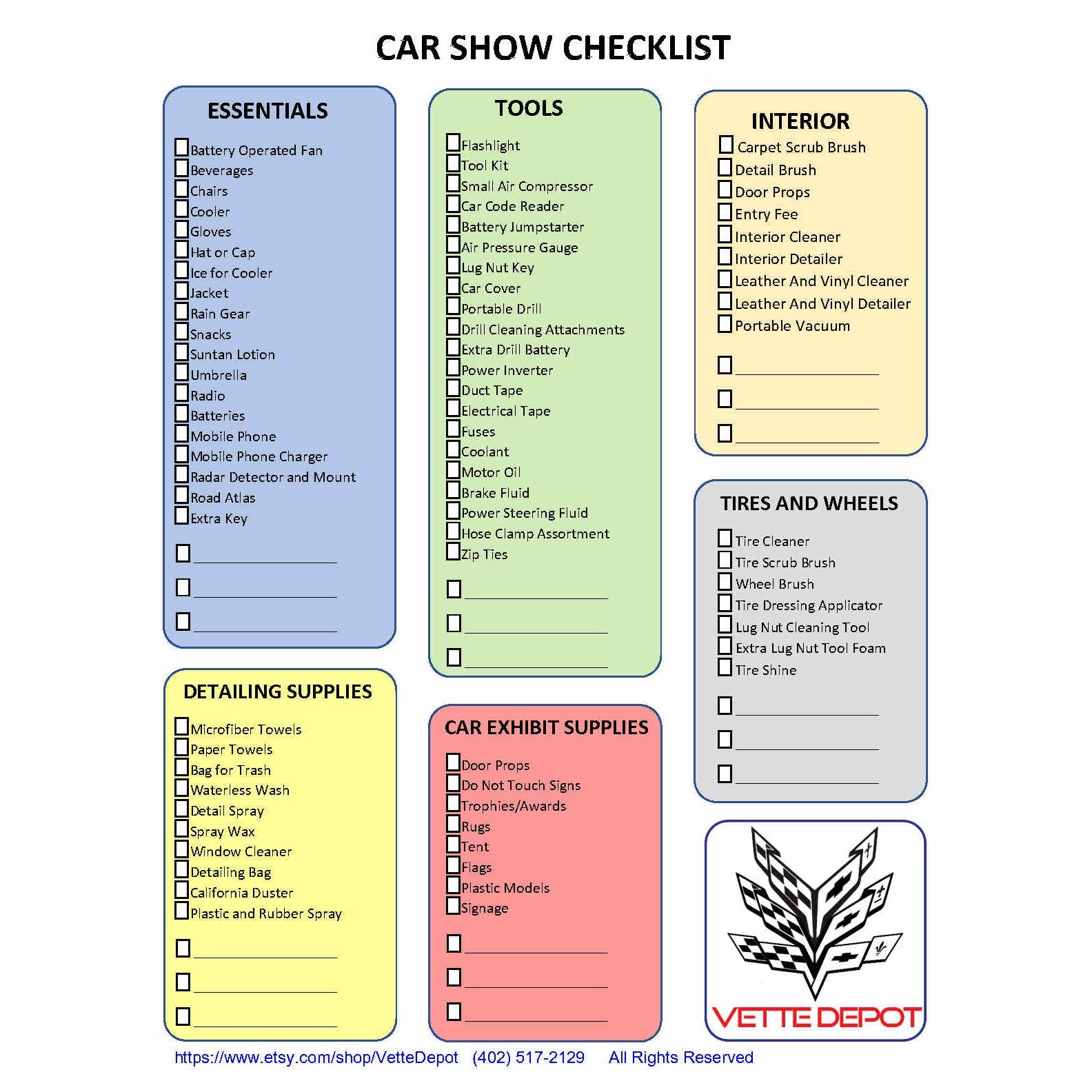Corvette Club Car Show Checklist Download - Vette1 - Misc. Downloads