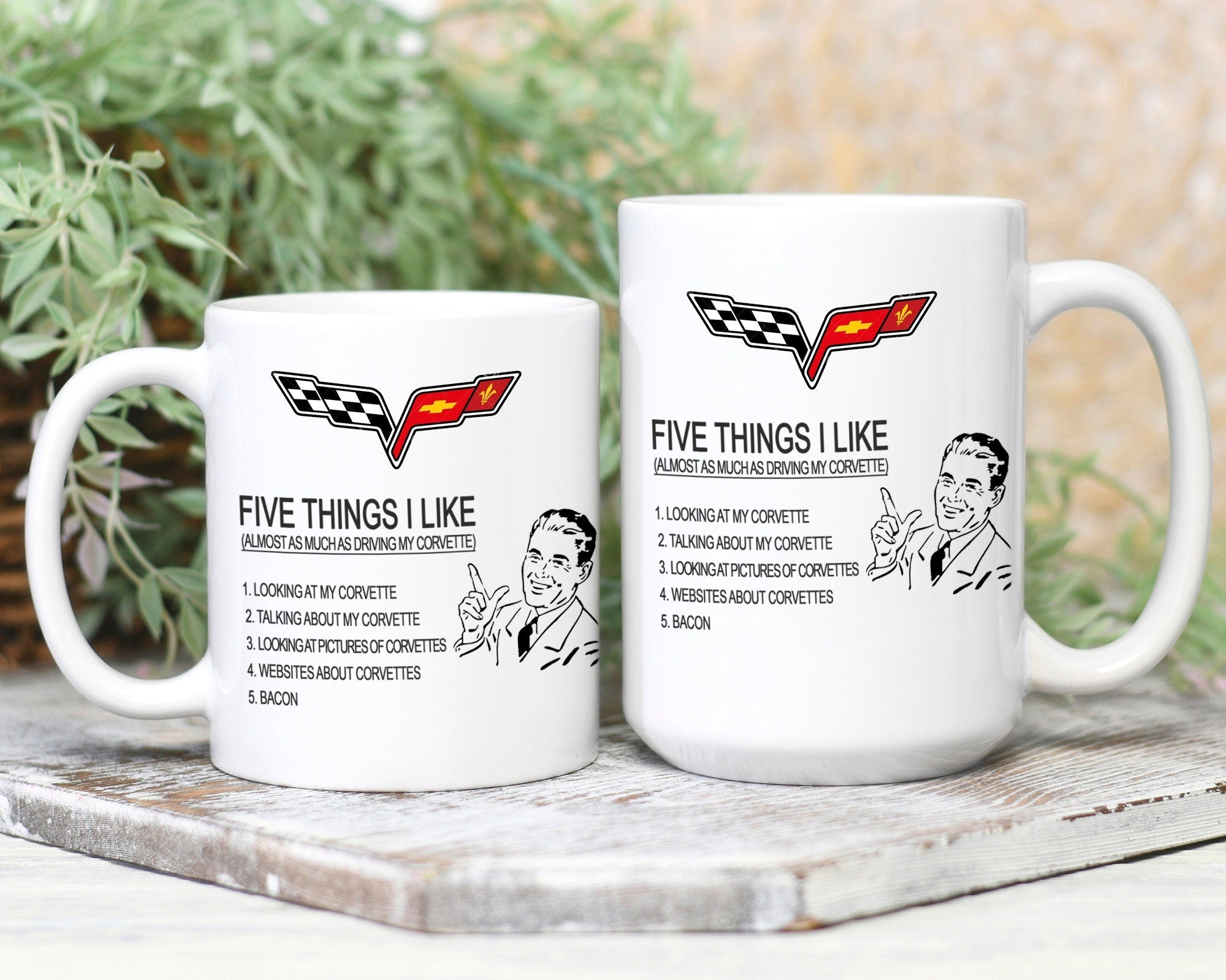 Corvette Coffee Mug - 5 Things I Like Great Gift for Him - Vette1 - Misc. Coffee Mugs