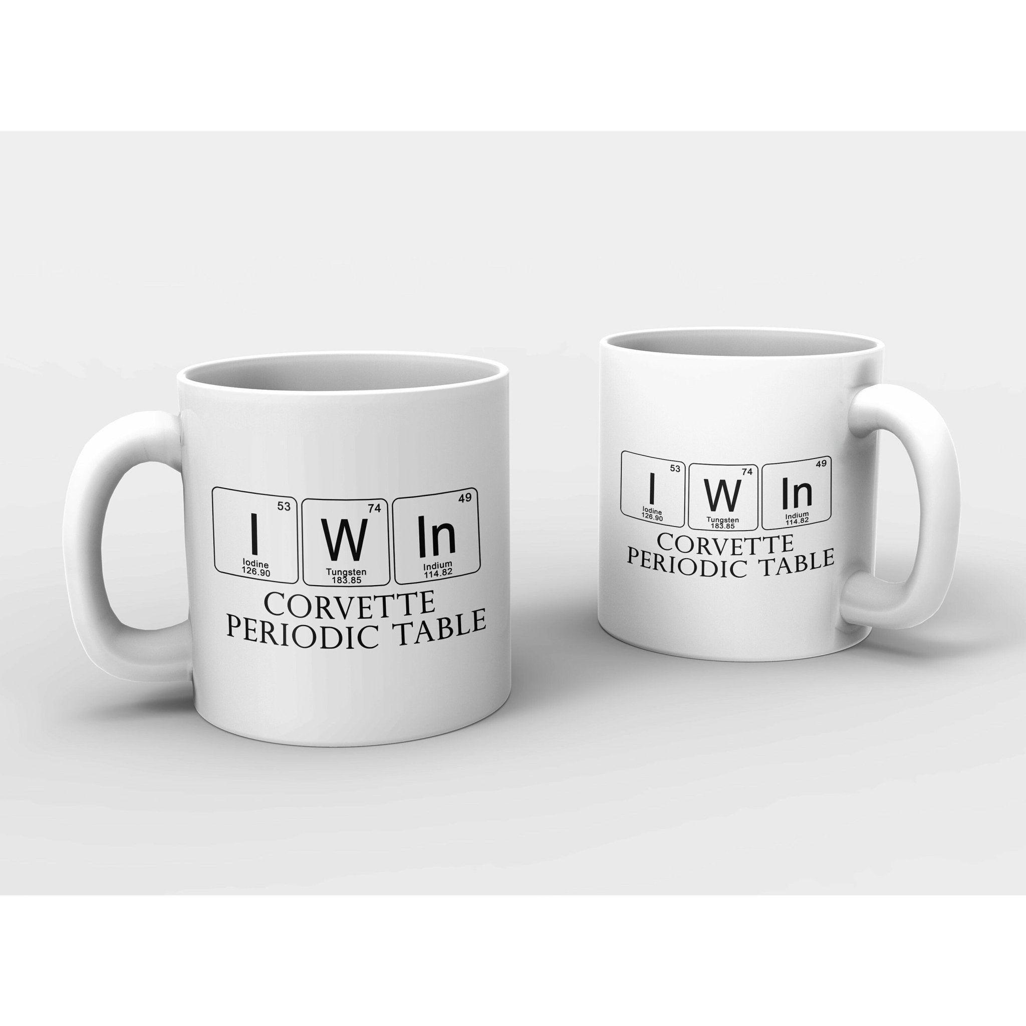 Corvette "I Win" Periodic Table White Ceramic Coffee Mug, 11 oz. - Vette1 - Misc. Coffee Mugs