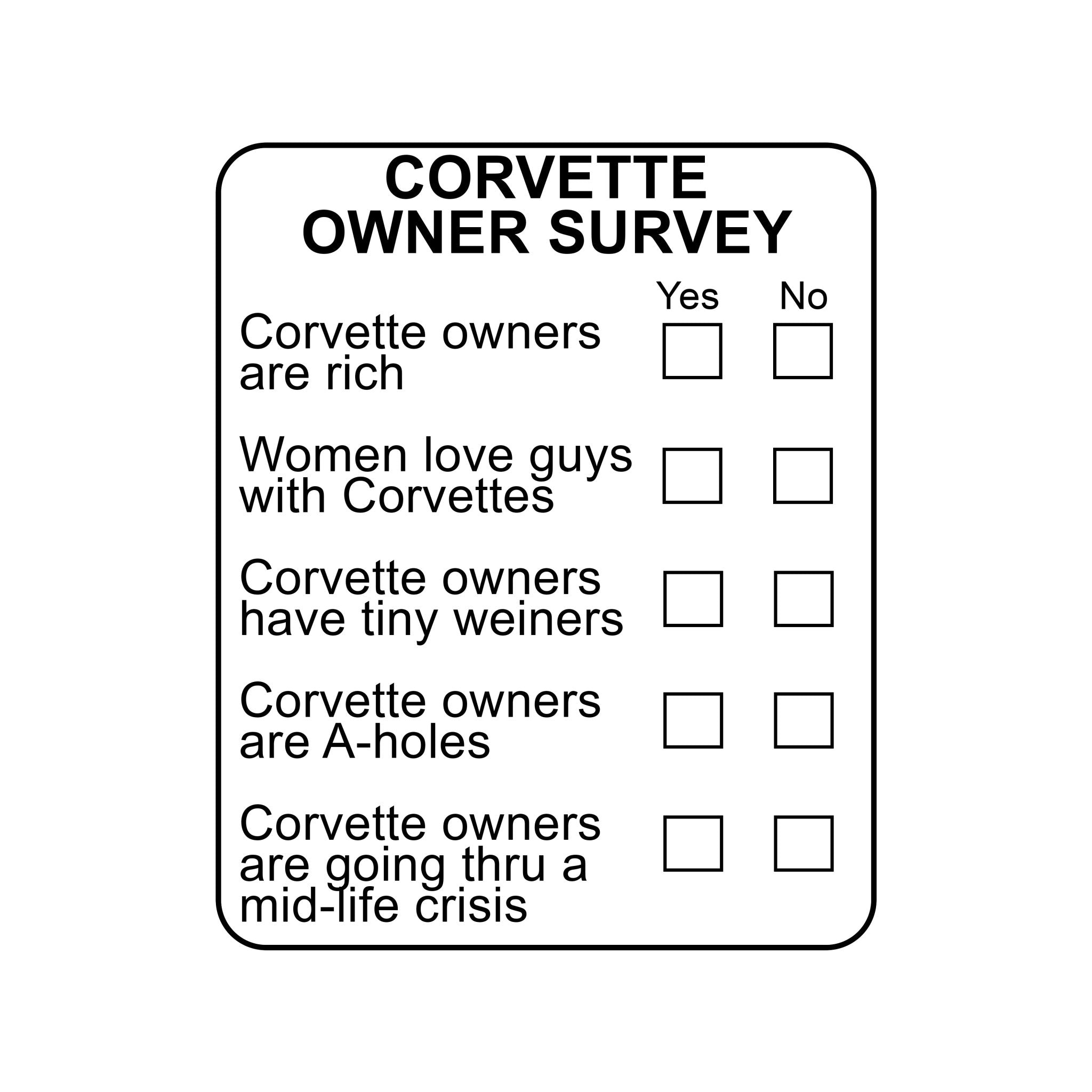 "Corvette Owner Survey" White Ceramic Coffee Mug,11 oz. - Vette1 - Misc. Coffee Mugs