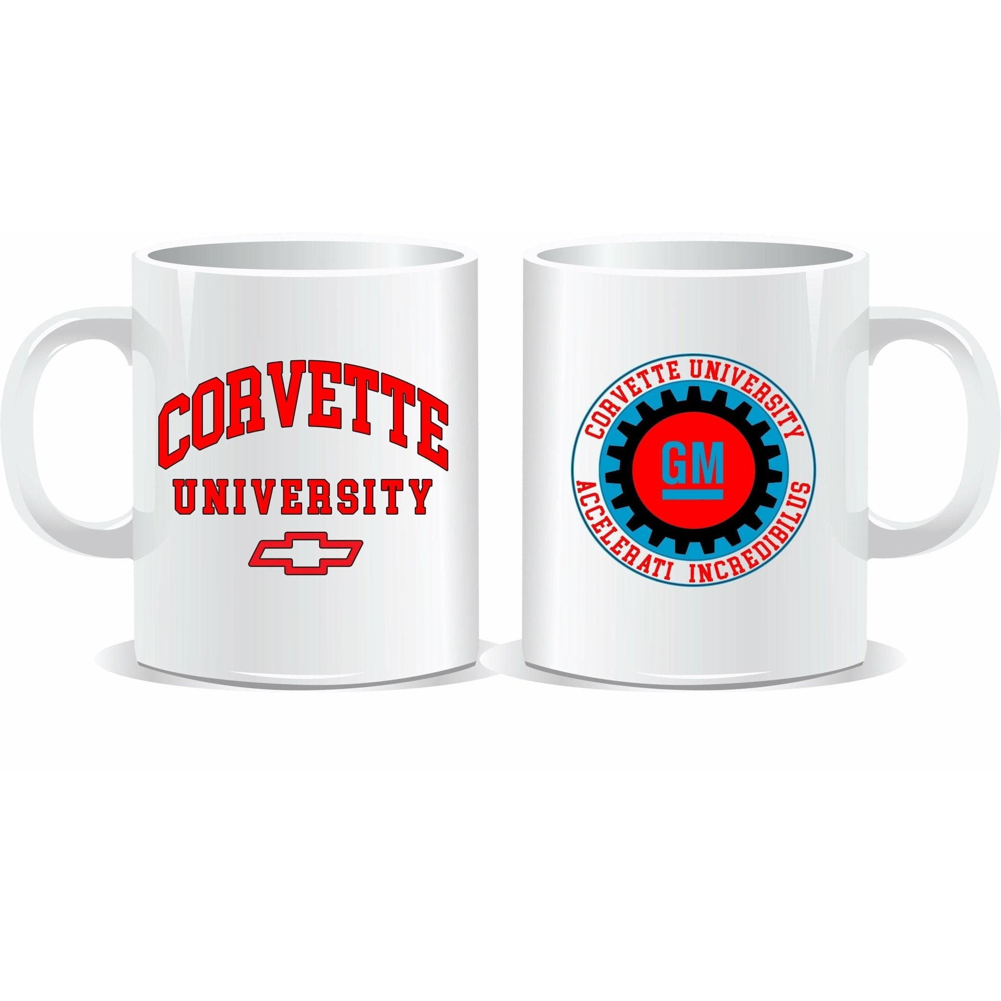 Corvette University White Ceramic Coffee Mug, 11 and 15oz. - Vette1 - Corvette University