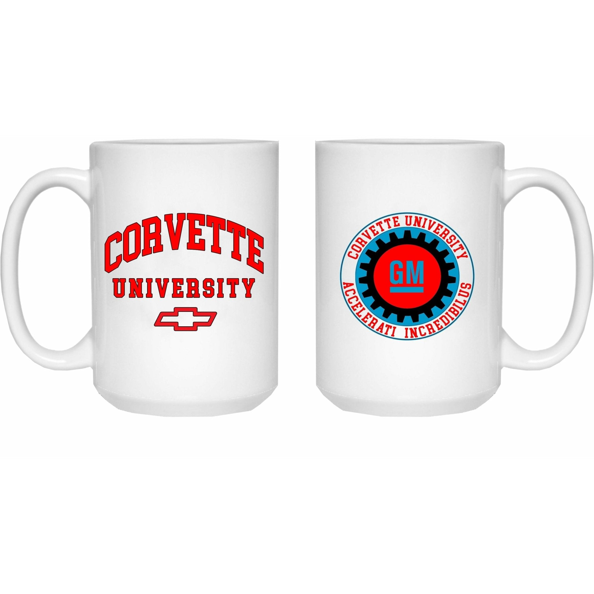 Corvette University White Ceramic Coffee Mug, 11 and 15oz. - Vette1 - Corvette University
