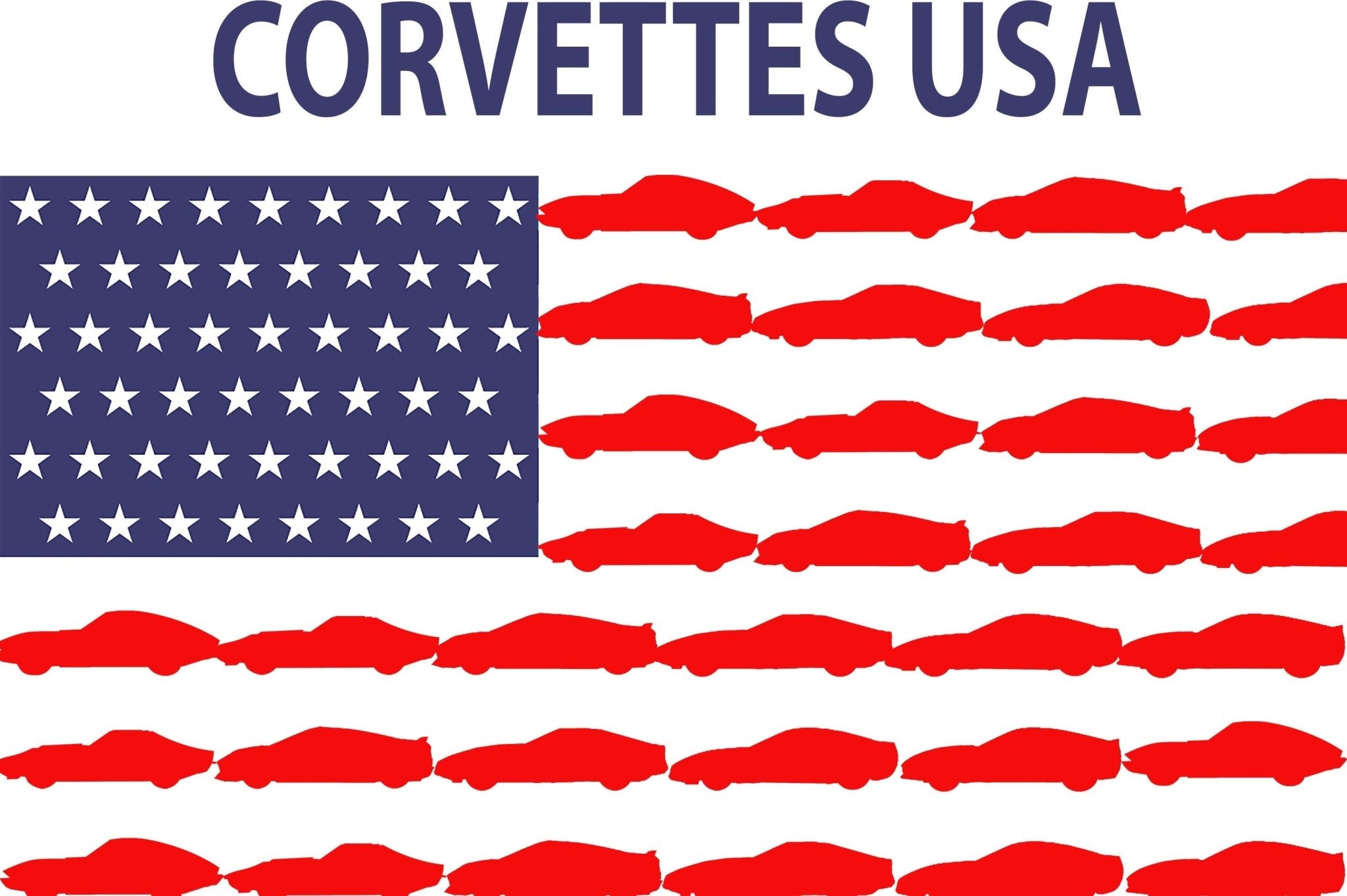 Corvette USA T-Shirt with Stripes made of Corvette Silhouettes, Image on back, Cool Fathers Day Gift - Vette1 - Misc. Men's T-Shirts