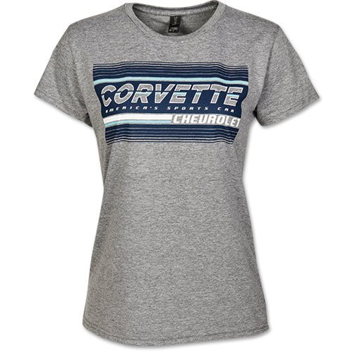 Ladies "America's Sports Car" Corvette T-Shirt - Gray - Vette1 - Misc. Ladies' Tops